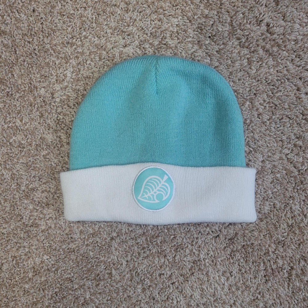 Teal and White Beanie with Logo